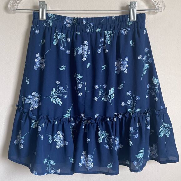 Altar’d State Blue Floral Ruffle Chiffon Mini Skirt XS - Picture 2 of 7
